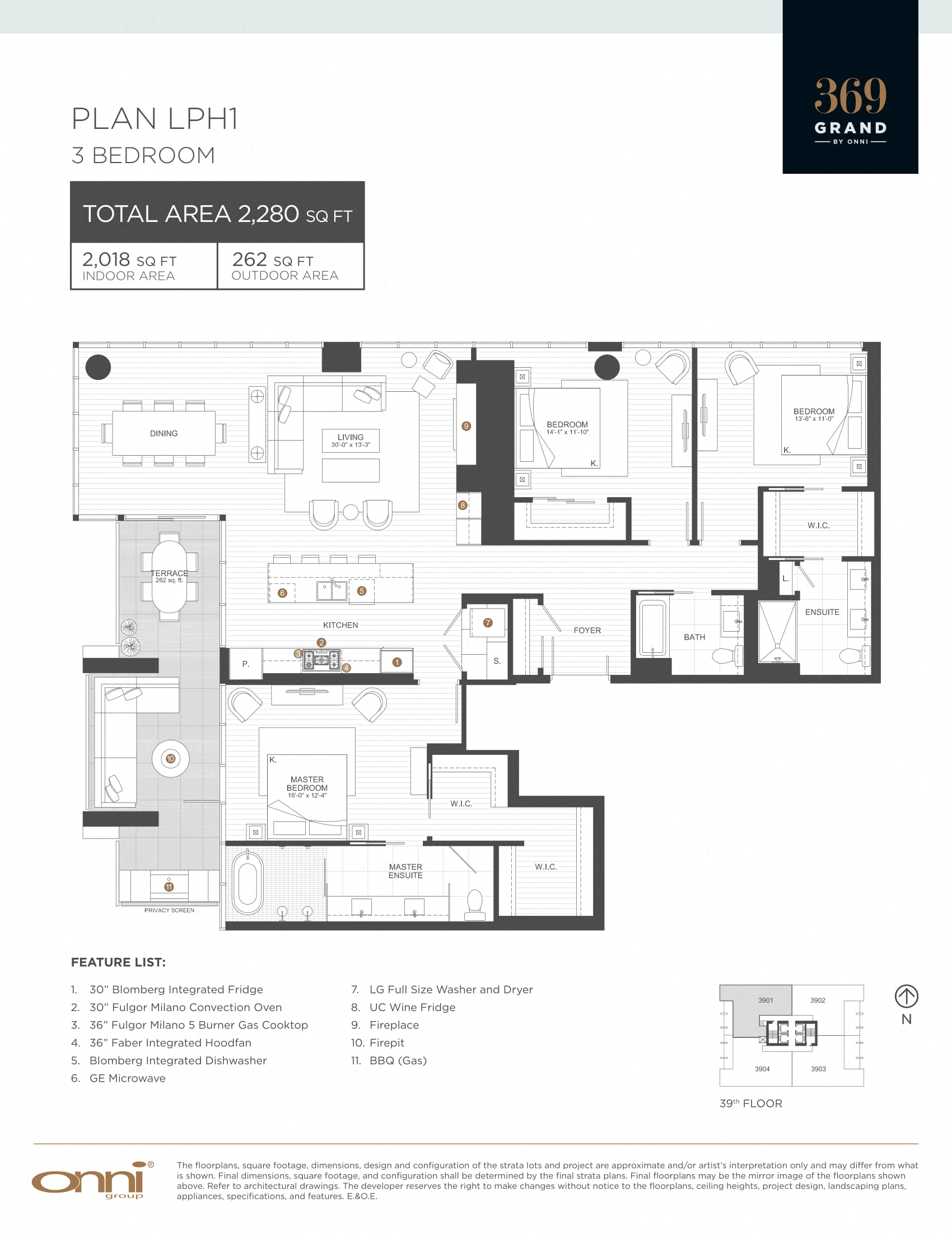 Floor plan for 3 beds, 3 baths, 2018 sqft